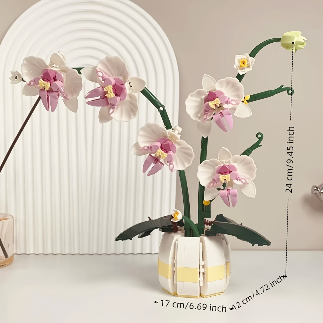 Orchid Building Block Phalaenopsis Bouquet Desktop Ornament Home Decoration