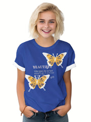 Kids Casual Butterfly Graphic T-shirt Short Sleeve Summer Sports