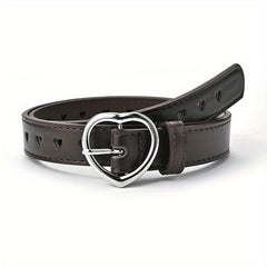 Girls Faux Leather Belt with Peach Heart Buckle