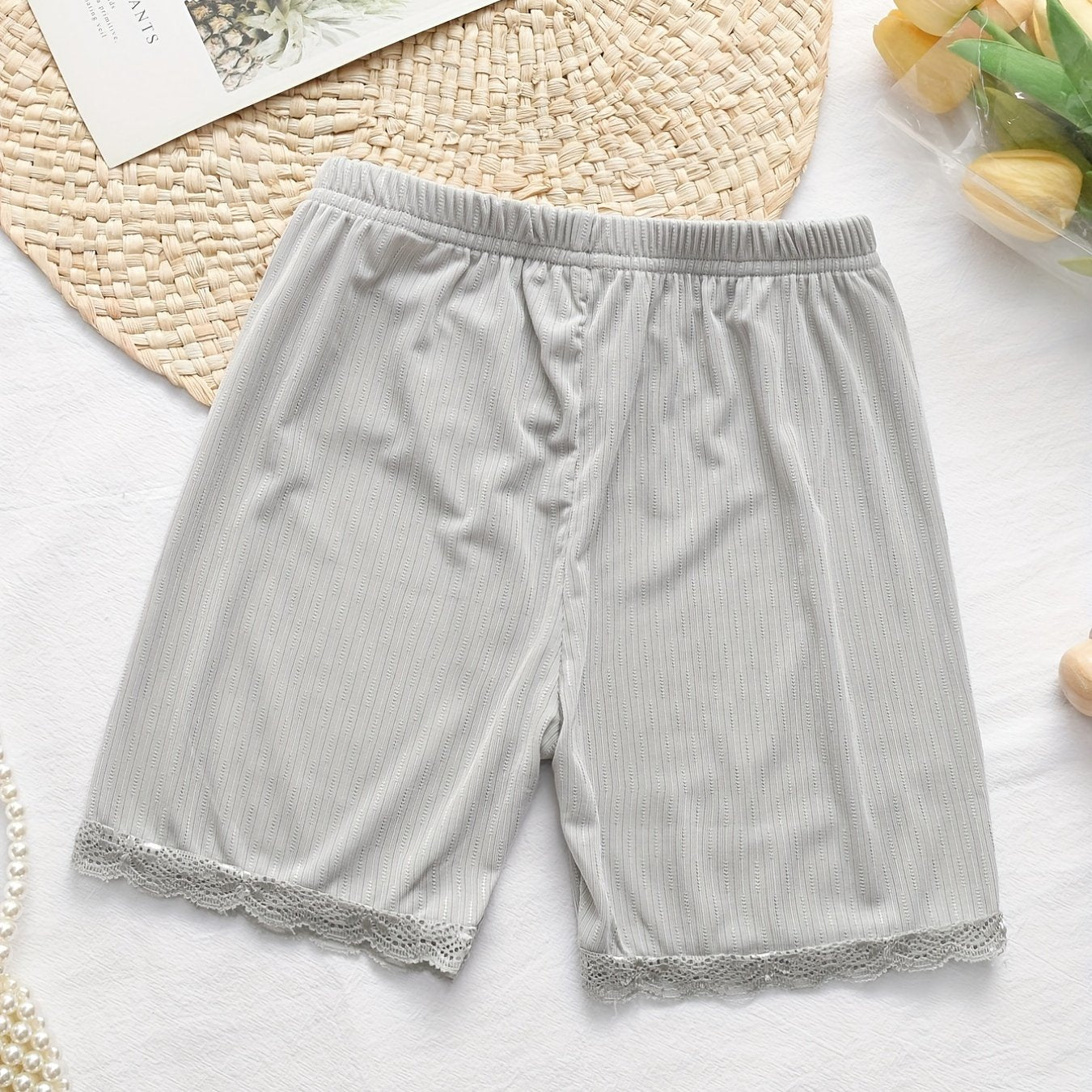 Floral Edges Lounge Shorts Soft Pajamas for Summer