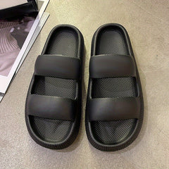 Women's Double Strap Pillow Slides Soft Open Toe Non Slip Indoor Shoes