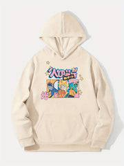 Anime Boy & Japanese Character Print Hoodie for Men
