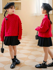 Girls Thick Long Sleeve Sweater Tops For Party Christmas