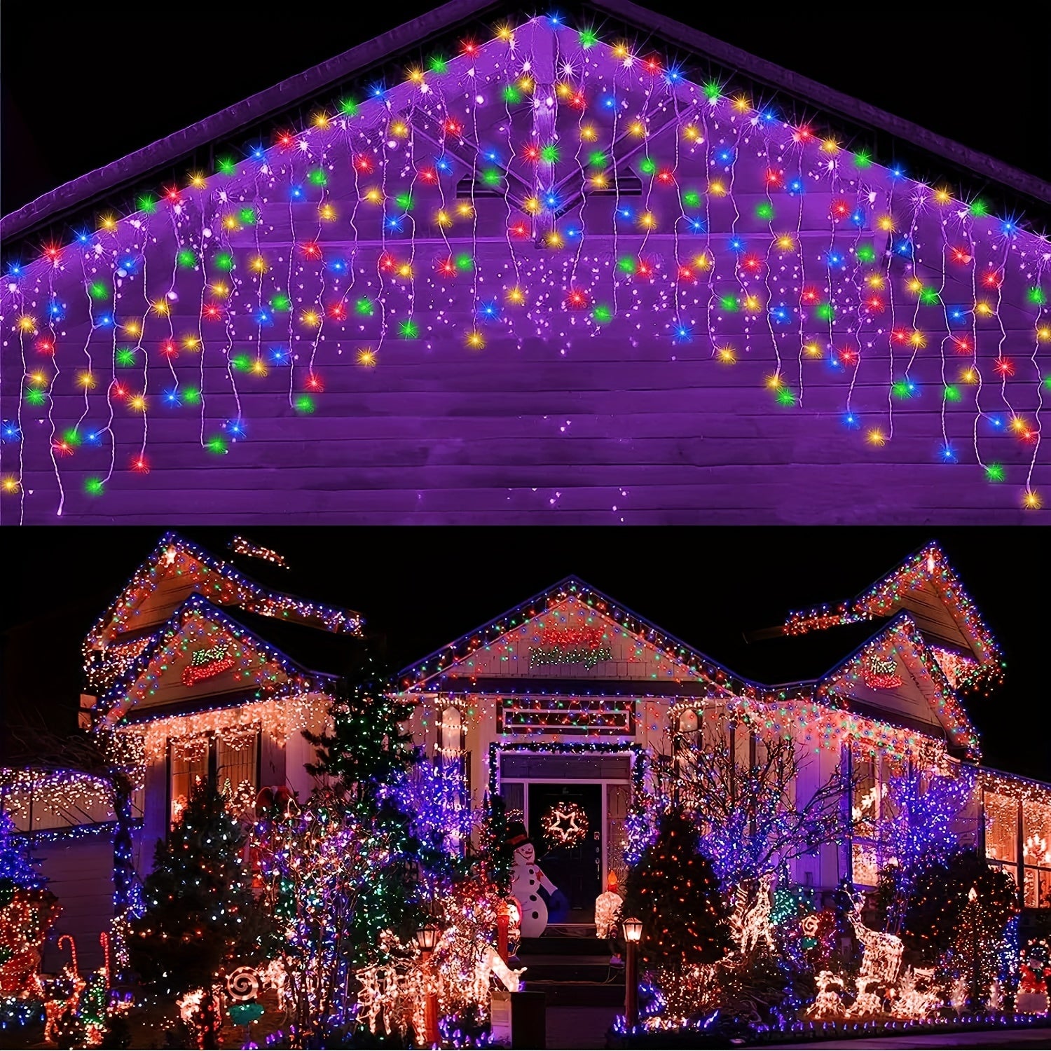4m 13ft 90LED Icicle Lights Outdoor Decoration 8 Modes USB Plug In Waterproof