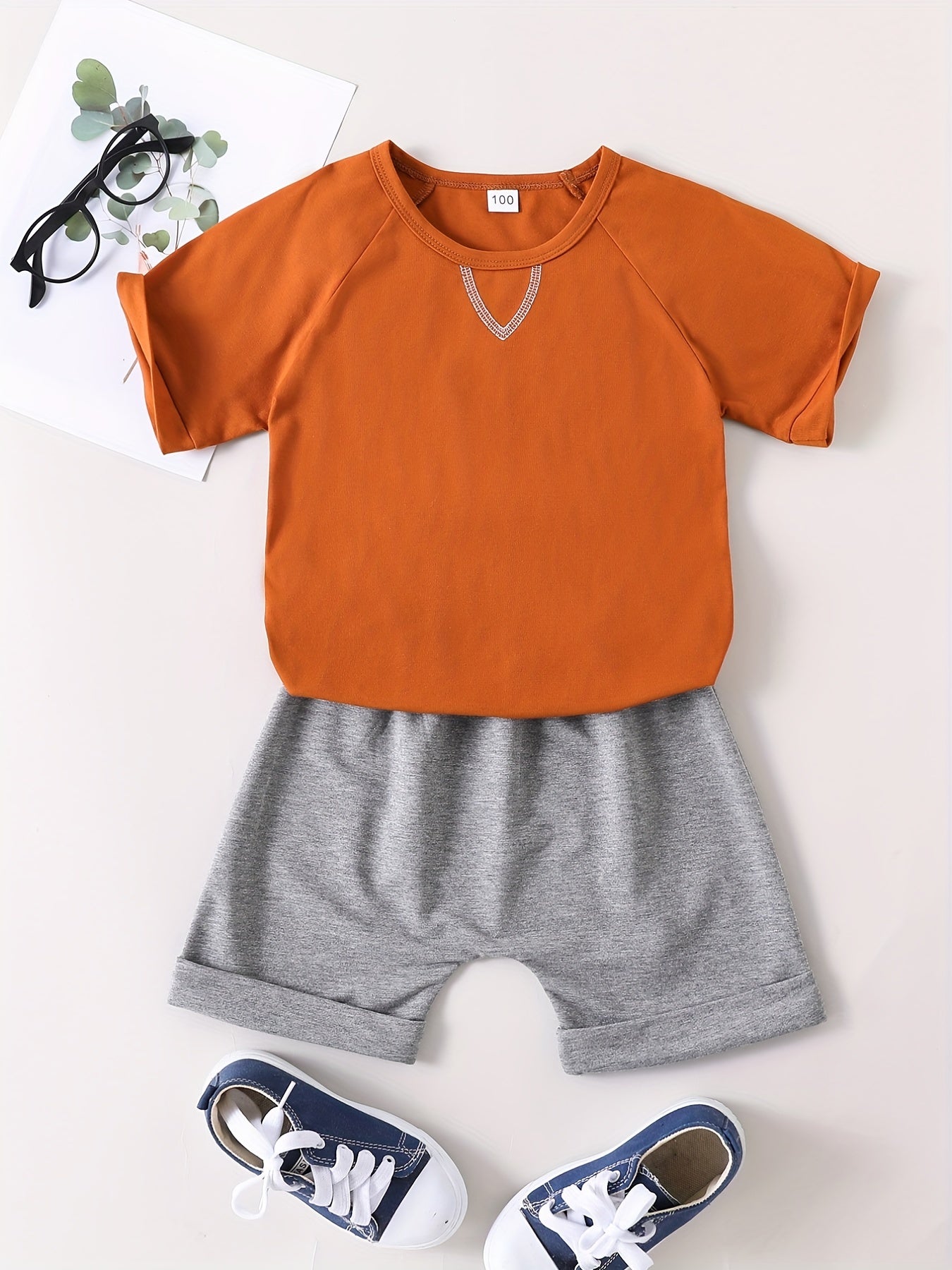 Boys Casual Outfit Round Neck T shirt & Shorts For Summer Kids Clothes