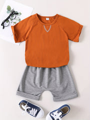 Boys Casual Outfit Round Neck T shirt & Shorts For Summer Kids Clothes