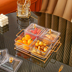 Divided Serving Dishes w/ Metal Platter & Removable Bowls for Appetizer Dip