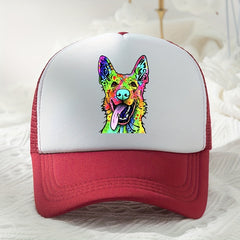 Dog Printed Breathable Sunscreen Mesh Hat For Outdoor Activities