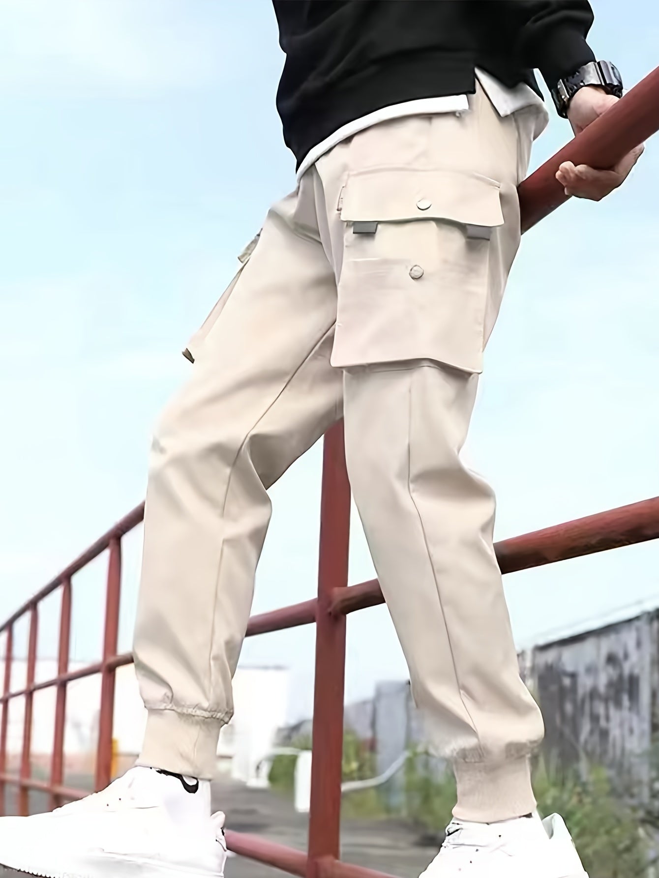 Men's Drawstring Cargo Jogger Pants Loose Fit
