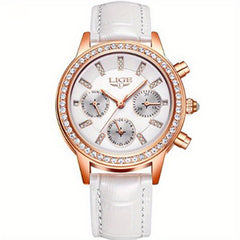 LIGE Women Watches Girl Quartz Watch Leather Ladies Dress Watches
