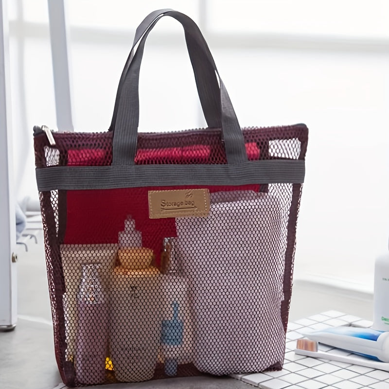 Quick Dry Mesh Shower Bag Portable Toiletry Tote for Gym and Travel