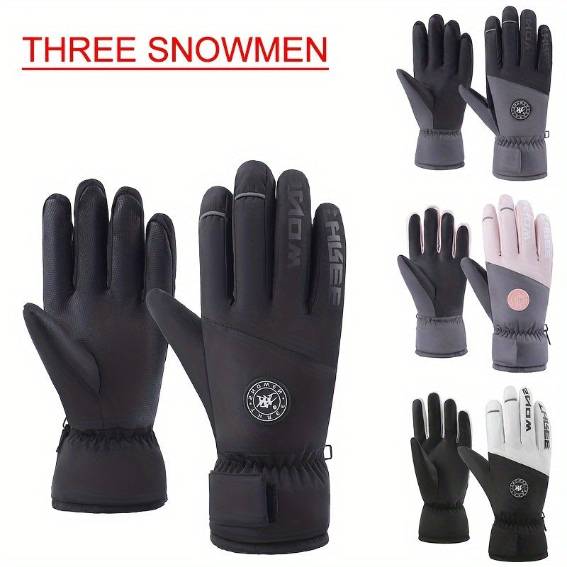 Men's Winter Windproof Waterproof Gloves With Velvet Lining