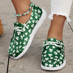 Women's Clover Printed Canvas Shoes St Patrick's Loafers
