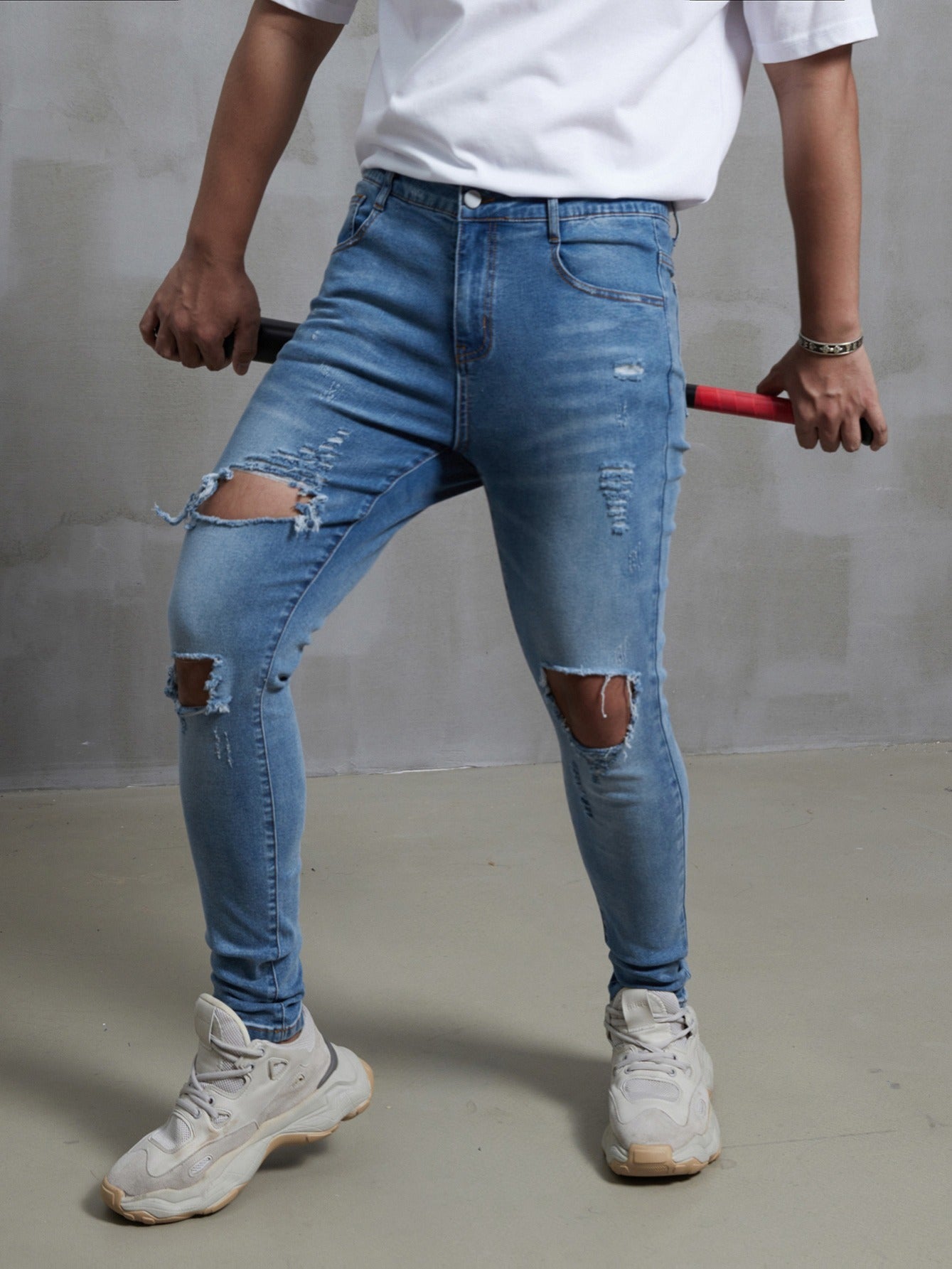 Men's Ripped Slim Pencil Pants