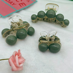 Green Beads Hair Claw Transparent Shark Claw Ponytail Holder Hair Accessories