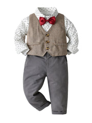 Boys Gentleman Outfit Button Up Shirt Pant Vest