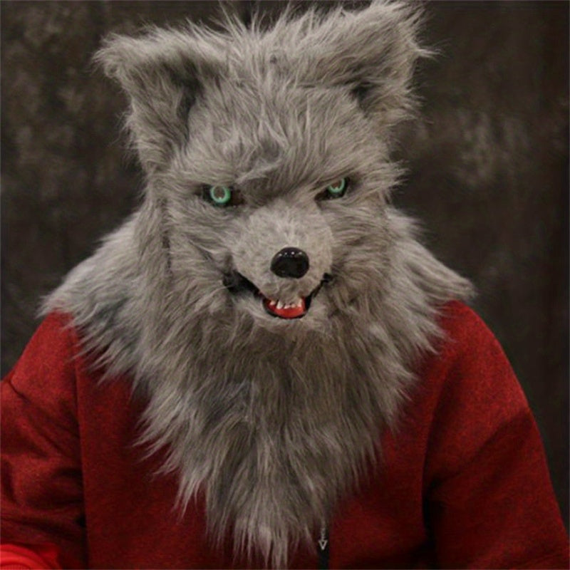 Men's Halloween Mask Movable Mouth Full Head Plush Animal Mask