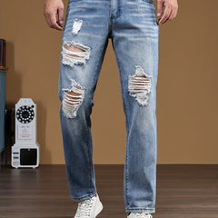 Men's Ripped Jeans Distressed Street Style Denim Pants
