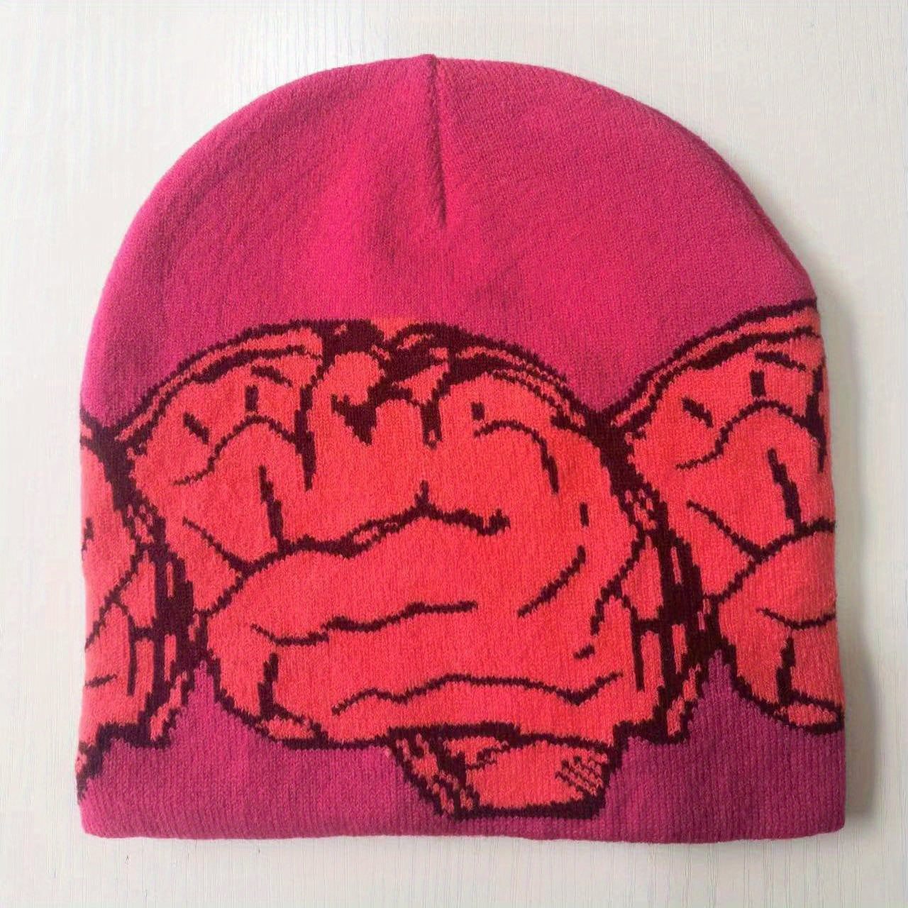 Hip Hop Brain Jacquard Beanies Y2K Candy Block Knit Hat Couple Skull Cap