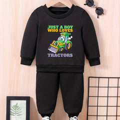 Baby Cartoon Print Casual Outfit Long Sleeve Sweatshirt Set