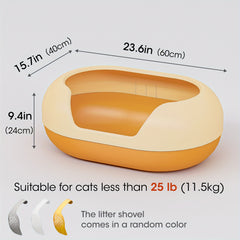 Large Cat Litter Box with Raised Fence & Shovel - For Cats Under 11.5kg
