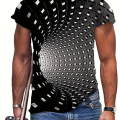 Optical Illusion Men's T-shirt Stretch Tees For Summer