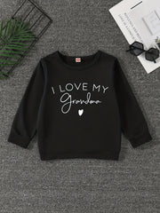 I LOVE MY GRANDMA Letter Print Boys Sweatshirt