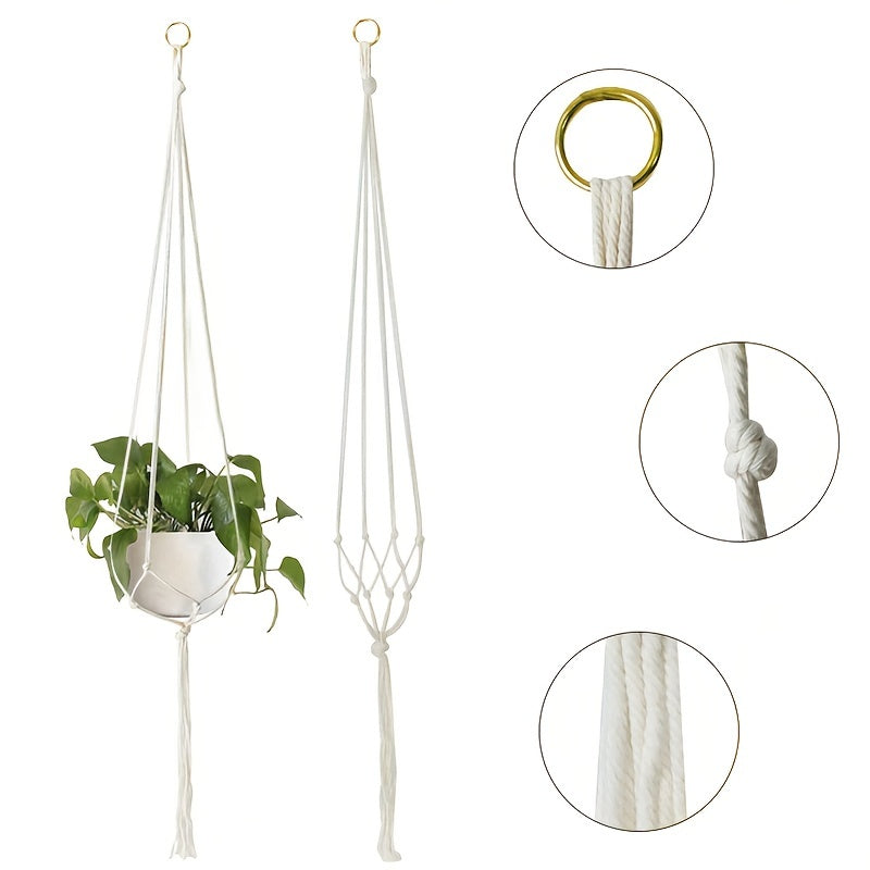 Retro Hanging Basket Manual Flower Pot Mesh Bag Woven Home Decoration