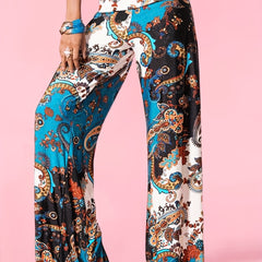 Boho Paisley Wide Leg Palazzo Pants