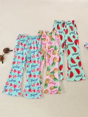 3pcs Girls Fruits Print Flared Pants Set for Kids
