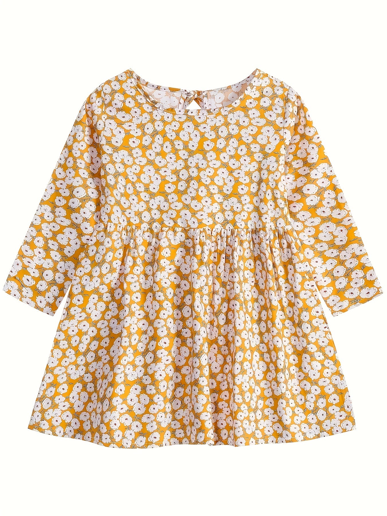 Girl's Sunflower Lemon Princess Dress Long Sleeve Baby Print Dress