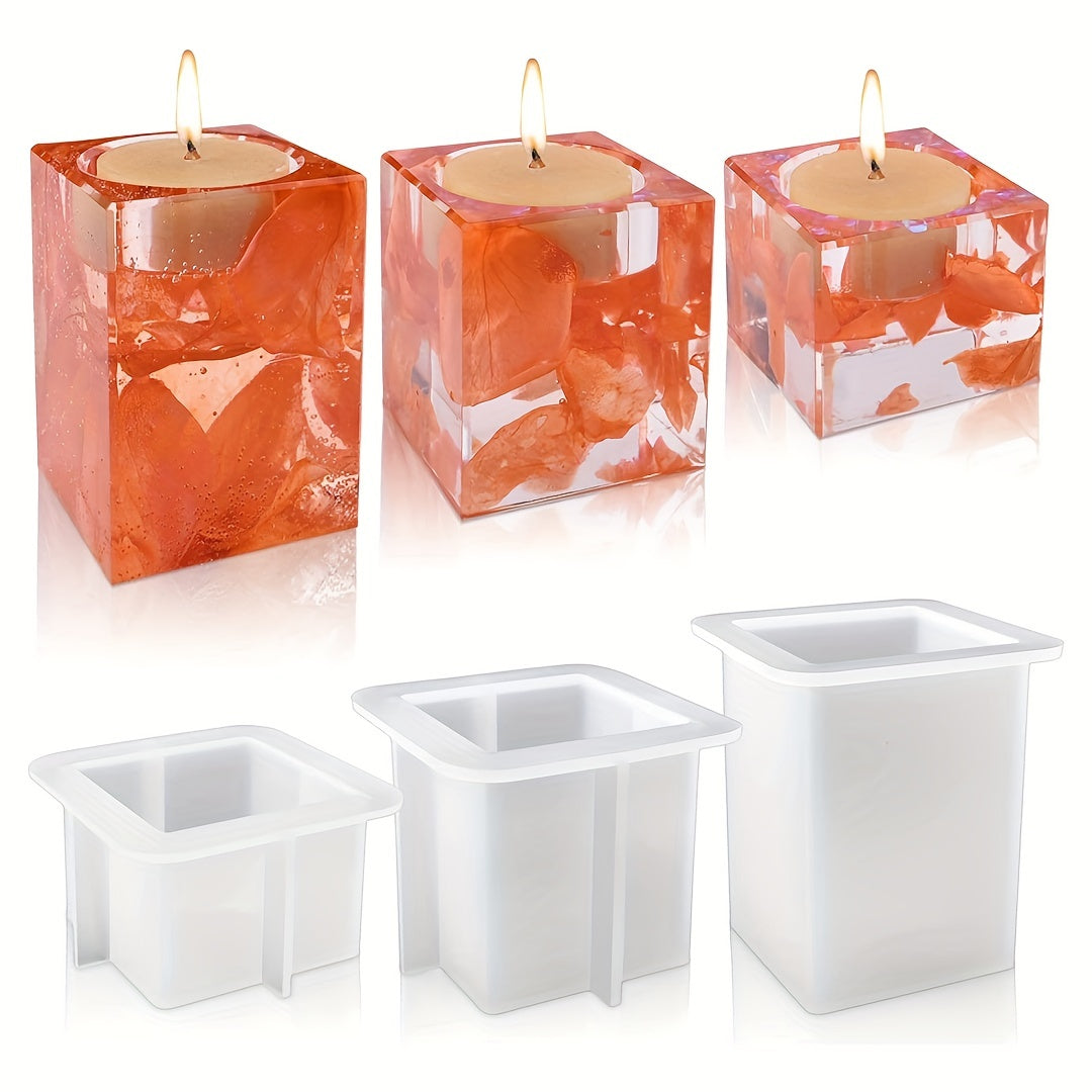 Square Tealight Candle Holder Silicone Molds for DIY Home Decor