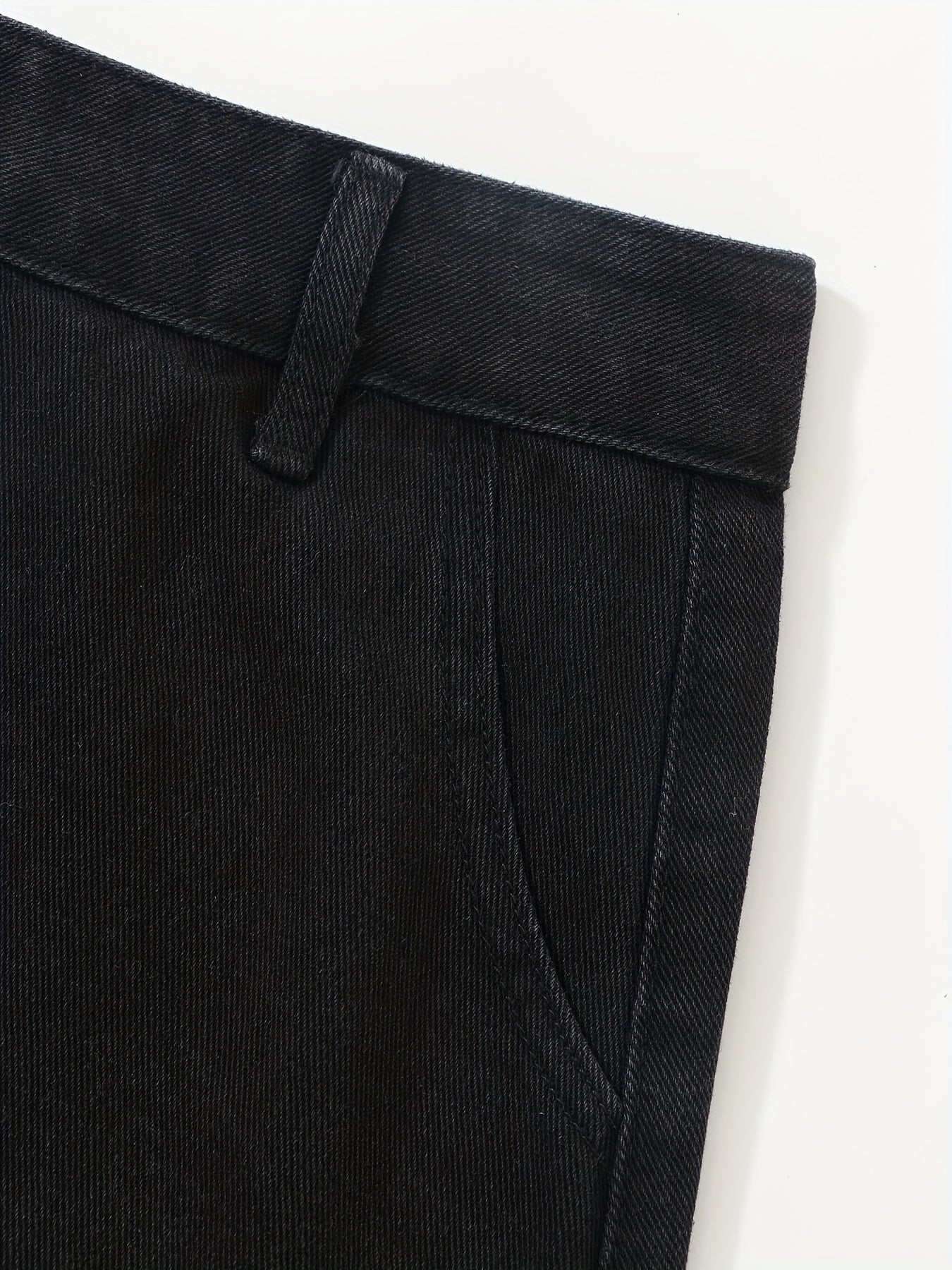 Solid A-line Denim Skirt with Pockets