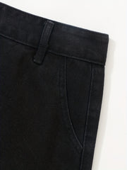 Solid A-line Denim Skirt with Pockets