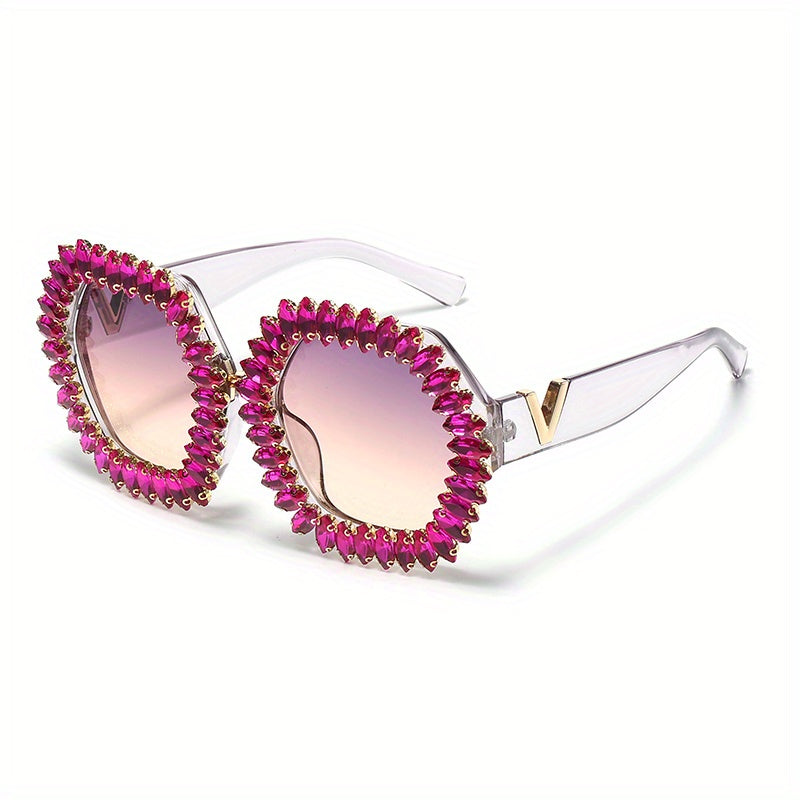 Polygon Rhinestone Sunglasses for Women