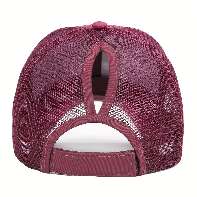 Distressed Criss Cross Ponytail Baseball Cap for Girls