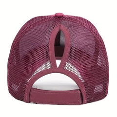 Distressed Criss Cross Ponytail Baseball Cap for Girls
