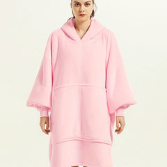 Loungewear Robe Women's Solid Long Sleeve Flannel Blanket