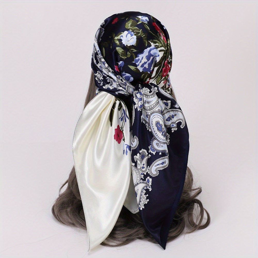 Vintage Paisley Print Bandana Square Scarf Silk Head Wrap Turban