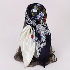 Vintage Paisley Print Bandana Square Scarf Silk Head Wrap Turban