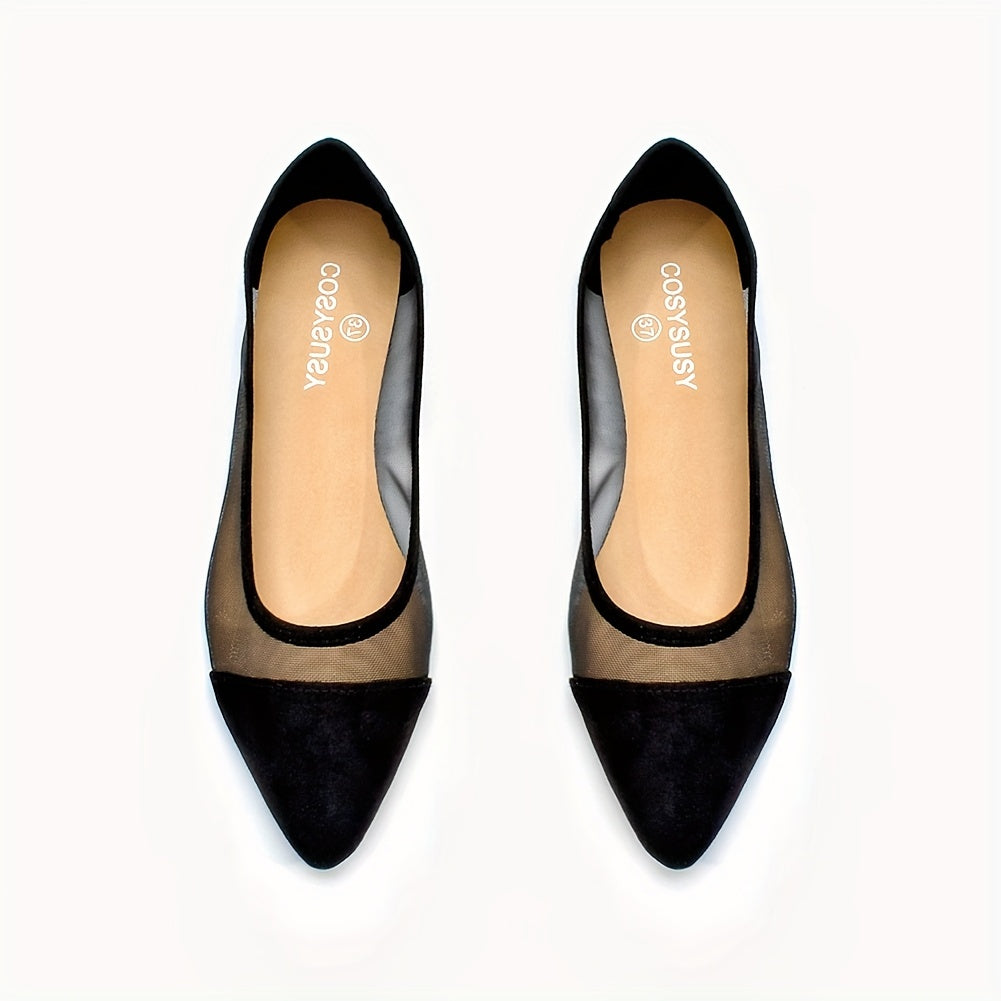 Women's Mesh Ballet Flats Soft Sole Slip On Shoes