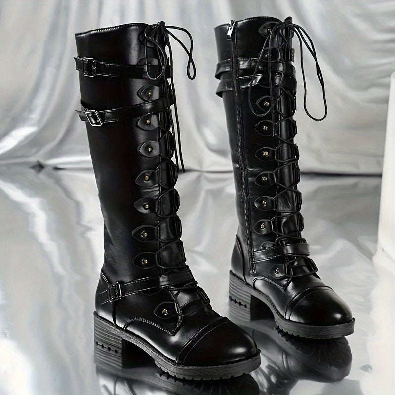 Women's Knee High Lace Up Riding Boots