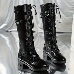 Women's Knee High Lace Up Riding Boots