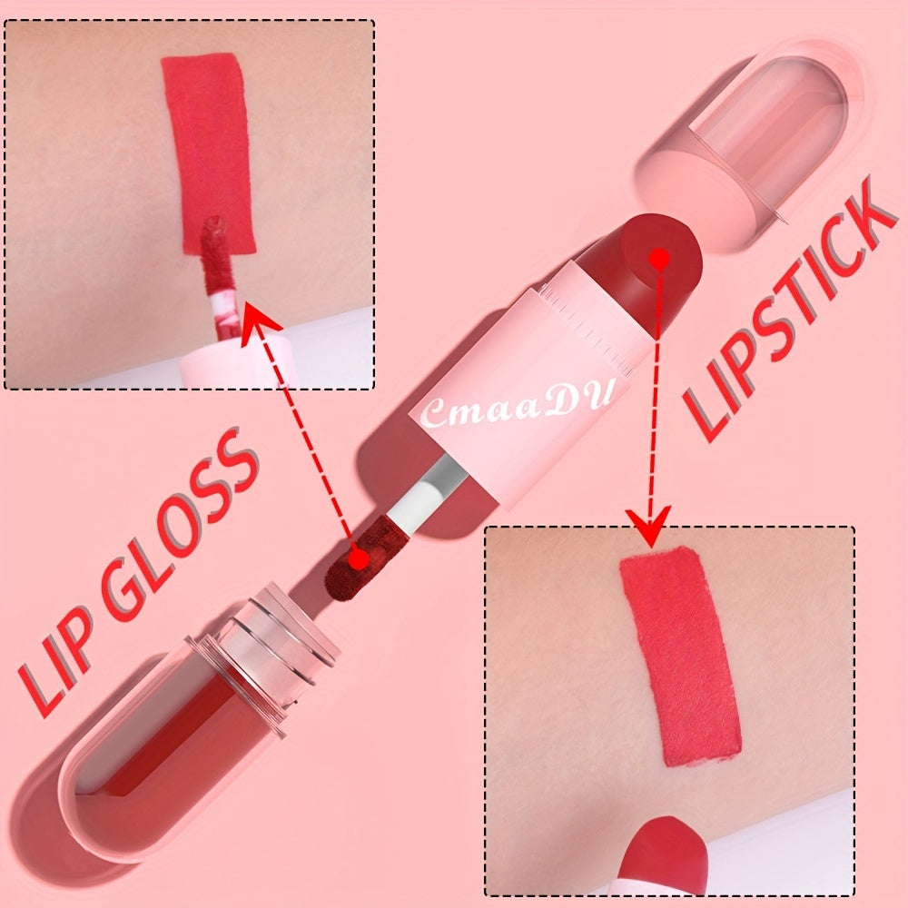 2 in 1 Matte Lipstick & Lip Gloss, Rich Lip Tint - 18 Colors