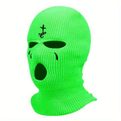 Embroidered Knitted Ski Mask Winter Balaclava 3 Hole Knitted Ski Neck Warmer