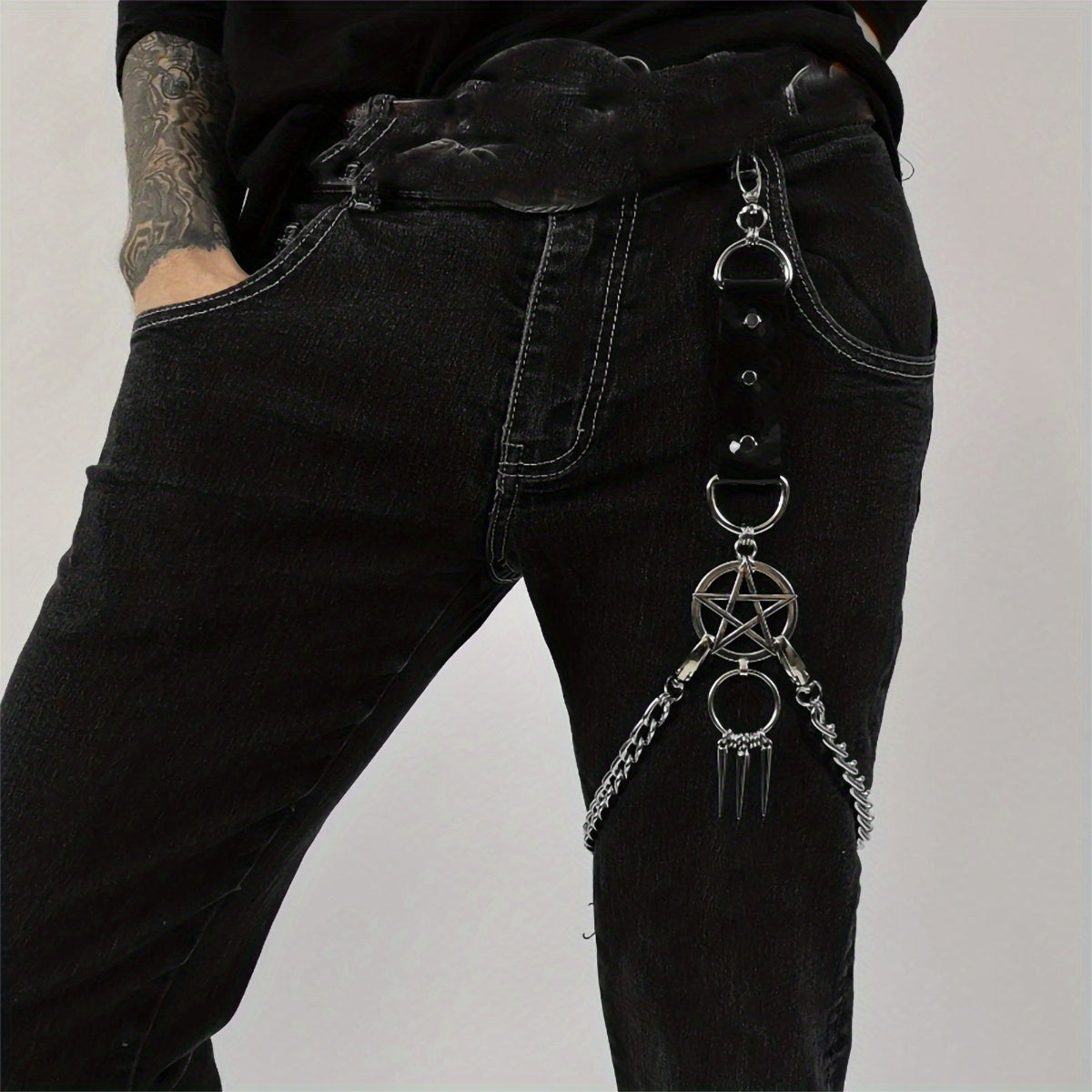 Metal Punk Pentagram Spike Pants Chain Rock Hip hop Accessories