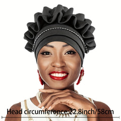 Three Layer Turban Cap Women Head Wrap Solid Casual Hijab Elastic Bandana