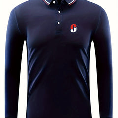 Red Pattern Men's Comfy Polo Shirt Long Sleeve Custom Fit