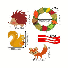 Kids Fall Felt Garland Hedgehog Squirrel Fox Autumn Decor