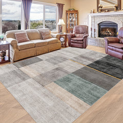 Modern Boho Area Rug Geometric Pattern Non Slip Washable Large Carpet